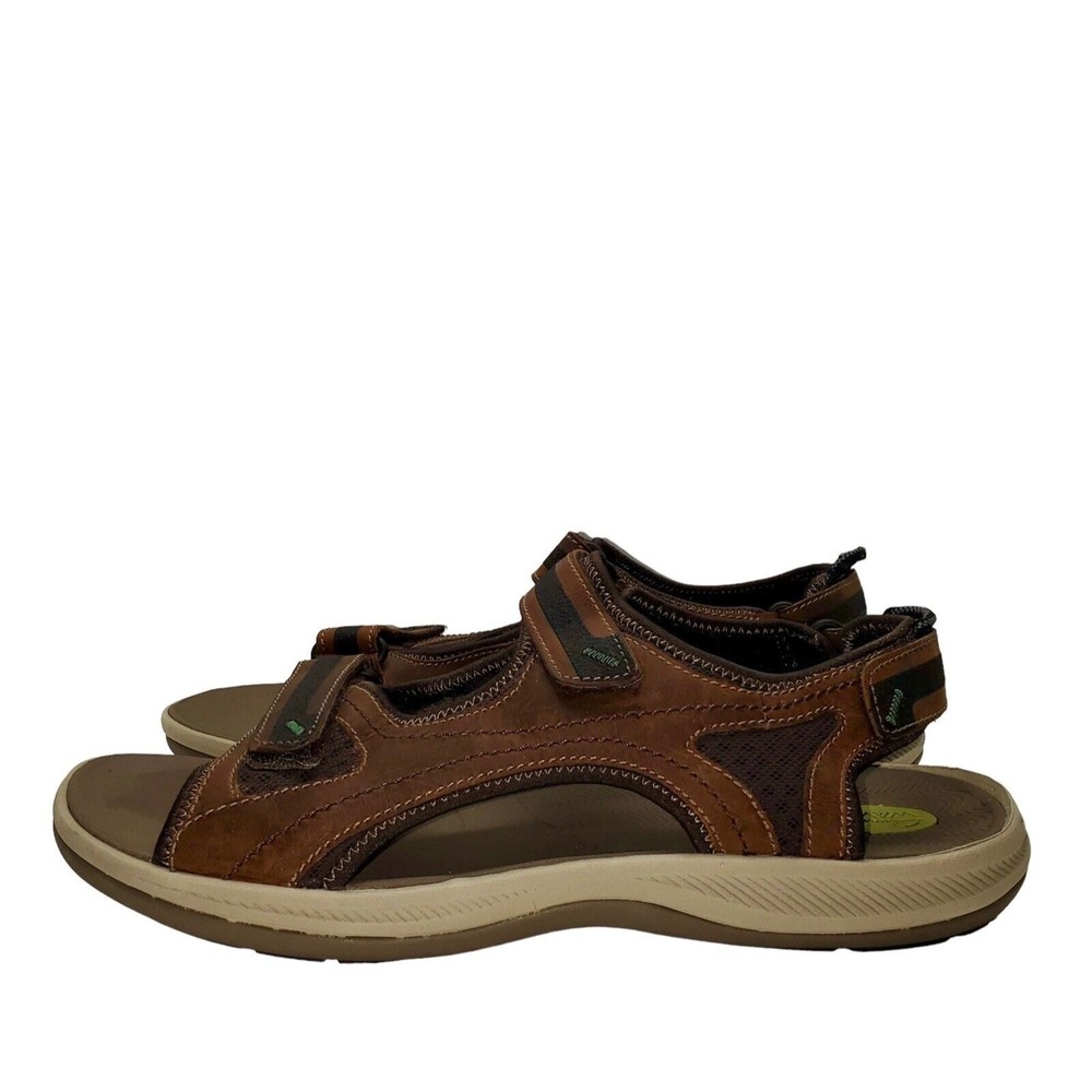 Clarks Wave Walk Men’s Brown Leather Open Toe Hiking Fisherman Sandals, Size 13M